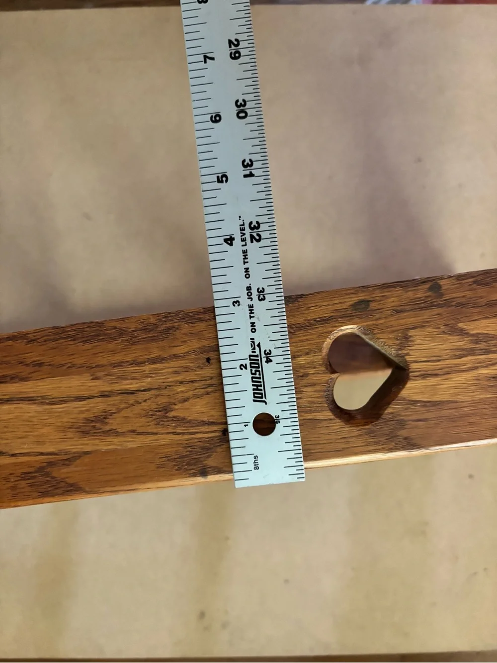 Hand Crafted Brown Wooden Wall Shelf with Heart Accent